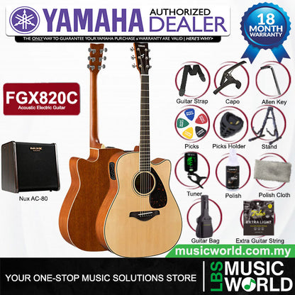 Yamaha FGX820C 41'' Dreadnought Solid Spruce Acoustic Electric Guitar With Pickup - Natural