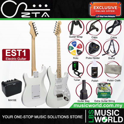 ZTA EST1 Stratocaster Electric Guitar Package Amplifier Bundle Set with Tremolo