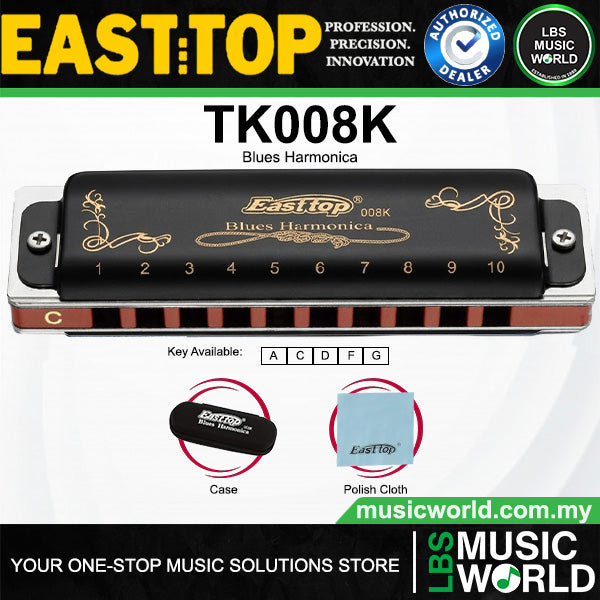 Easttop T008K Blues Harp Diatonic Harmonica in Major 12 Keys for All Player