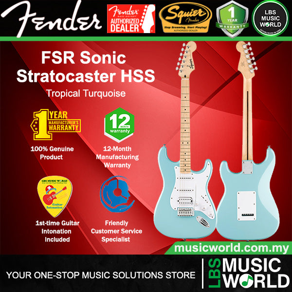 Squier By Fender FSR Sonic Stratocaster HSS Electric Guitar Maple Fretboard with Tremolo