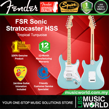 Squier By Fender FSR Sonic Stratocaster HSS Electric Guitar Maple Fretboard with Tremolo