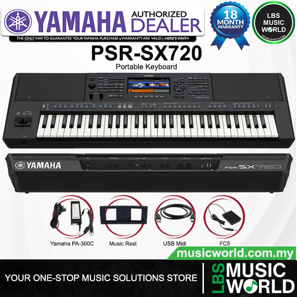 Yamaha PSR-SX720 61 Key Arranger Workstation Keyboard Basic Package (PSR SX720)