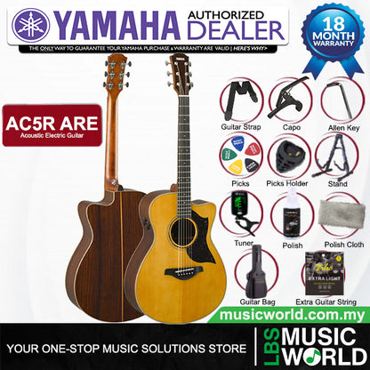 Yamaha AC5R ARE Concert Cutaway Acoustic Electric Guitar With Hard Case - Vintage Natural (AC5 AC 5R)