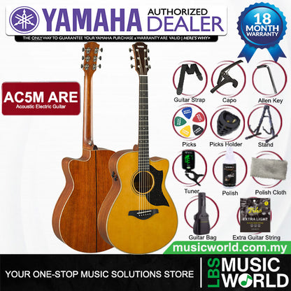 Yamaha AC5M ARE Concert Cutaway Acoustic Electric Guitar with Hardcase