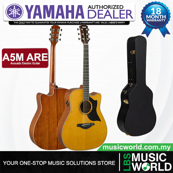 Yamaha A5M ARE Dreadnought Cutaway Acoustic Electric Guitar with Hard Case - Vintage Natural