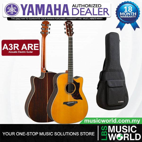 Yamaha A3R ARE 41 Inch Dreadnought Cutaway Solid Sitka Spruce Top Acoustic Electric Guitar - Vintage Natural