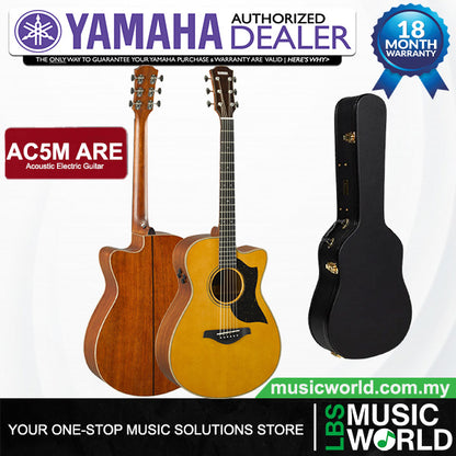 Yamaha AC5M ARE Concert Cutaway Acoustic Electric Guitar with Hardcase