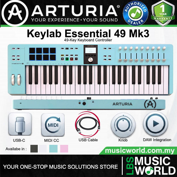 Arturia Keylab Essential 49 MK3 Universal Midi Controller with USB-C Powered