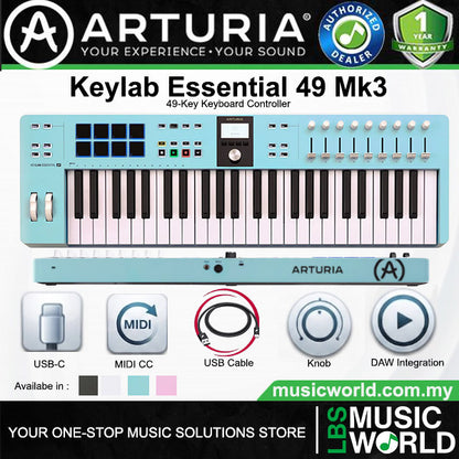 Arturia Keylab Essential 49 MK3 Universal Midi Controller with USB-C Powered