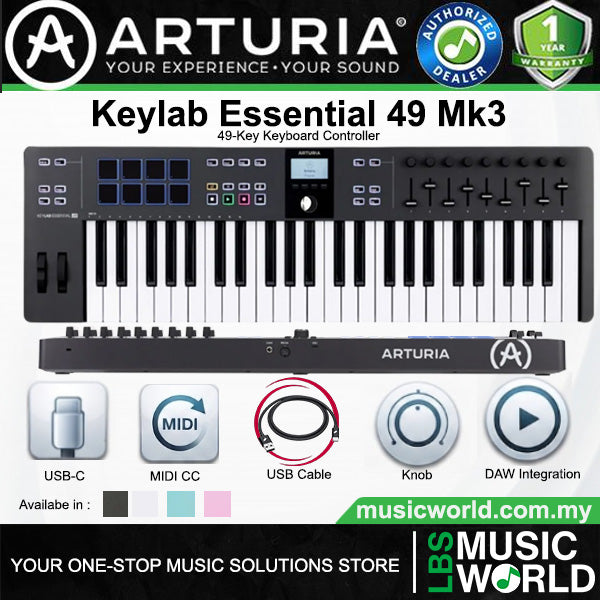 Arturia Keylab Essential 49 MK3 Universal Midi Controller with USB-C Powered