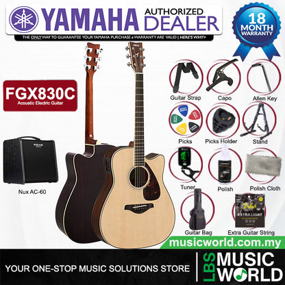 Yamaha FGX830C 41'' Dreadnought Solid Spruce Acoustic Electric Guitar With Pickup Natural (FGX830)