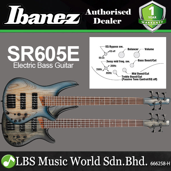 Ibanez SR605E 5 String Ash body Electric Bass Guitar with Nordstrand Pickup and Rosewood Fretboard