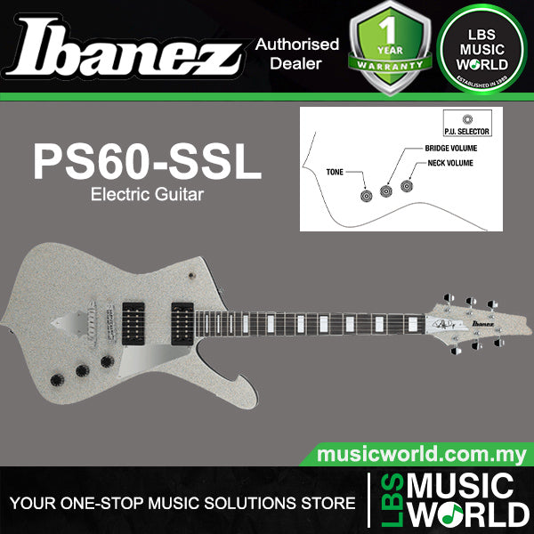Ibanez PS60 Electric Guitar with HH Pickup and Bound Purpleheart Fretboard with Bag