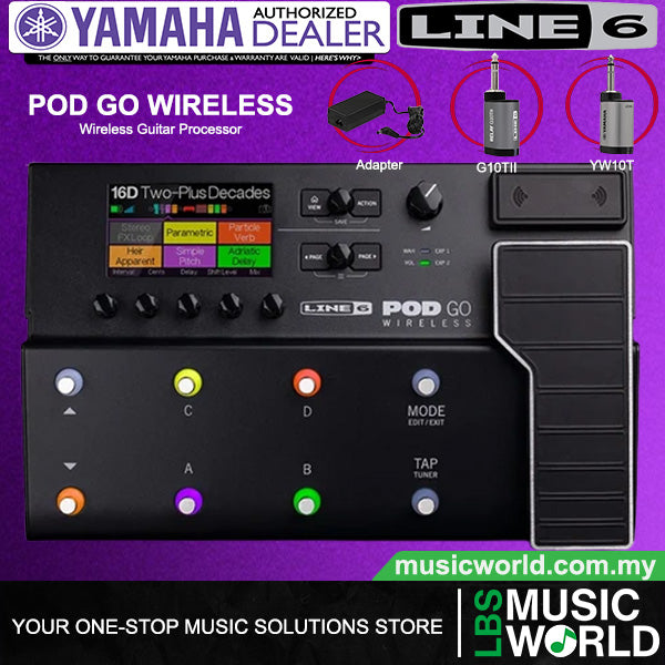 Line 6 POD GO Wireless Guitar Multi Effects Pedal Floor Processor and Amp Modeler with Relay G10TII