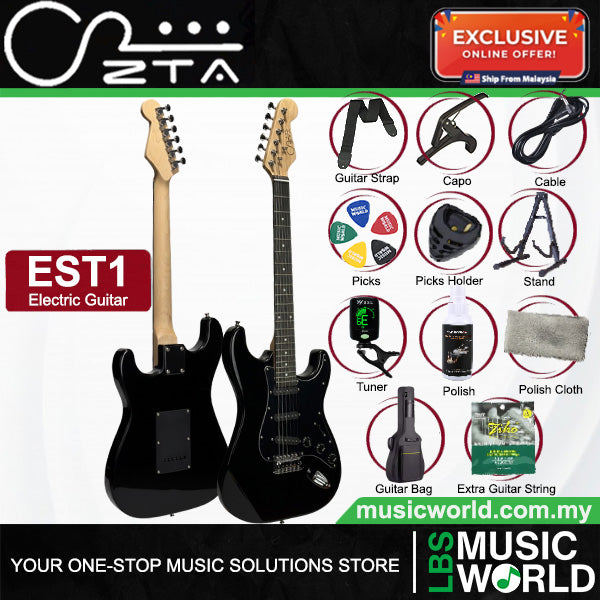 ZTA EST1 Stratocaster Electric Guitar Package Bundle Set with Tremolo