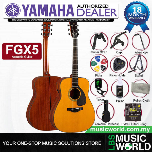 Yamaha FGX5 41" Dreadnought Solid Sitka Spruce Top Acoustic Guitar With Pickup