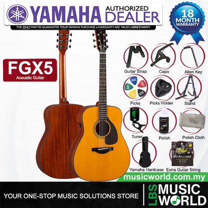 Yamaha FGX5 41" Dreadnought Solid Sitka Spruce Top Acoustic Guitar With Pickup
