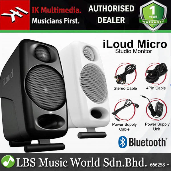 IK Multimedia iLoud Micro Monitor 50 Watt Compact Studio Monitor Speaker with Bluetooth Pair - Black