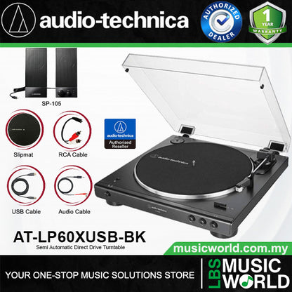 Audio Technica AT-LP60XUSB Fully Automatic USB Belt Drive Stereo Turntable Black Disc Player (ATLP60XUSB AT LP60XUSB LP60X)