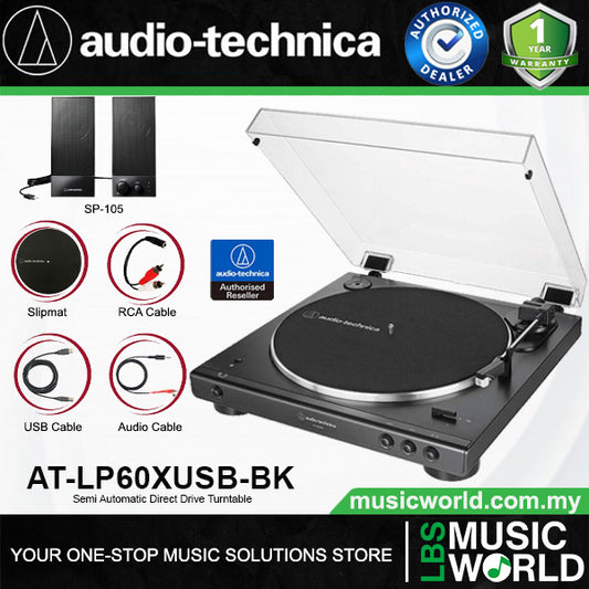 Audio Technica AT-LP60XUSB Fully Automatic USB Belt Drive Stereo Turntable Black Disc Player (ATLP60XUSB AT LP60XUSB LP60X)