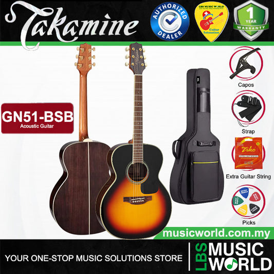 Takamine GN51-BSB NEX Body Solid Spruce Top Acoustic Guitar with Bag - Brown Sunburst (GN51 BSB)