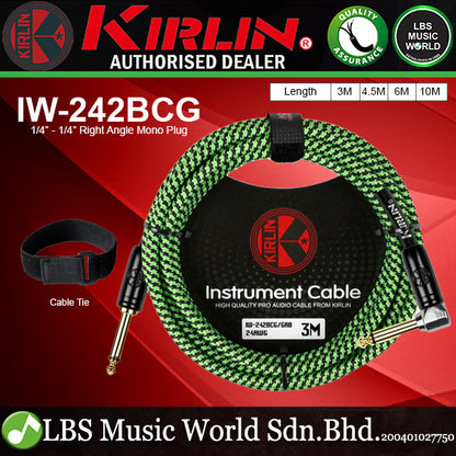 Kirlin IW-242BCG Original Gold Tip Woven Instrument Cable for Electric Acoustic Guitar Keyboard Bass Amplifier (IW242BCG)