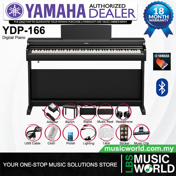 Yamaha YDP-166 Arius 88 Keys Digital Piano Complete Package (YDP165 YDP166)