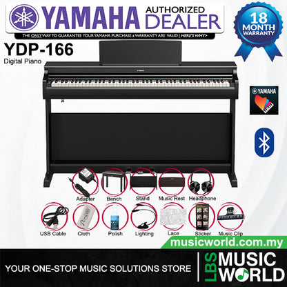 Yamaha YDP-166 Arius 88 Keys Digital Piano Complete Package (YDP165 YDP166)