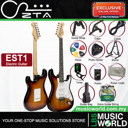 ZTA EST1 Stratocaster Electric Guitar Package Bundle Set with Tremolo