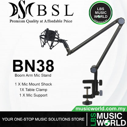 BSL BN38 Microphone Boom Arm Mic Stand with Table Mounting Clamp