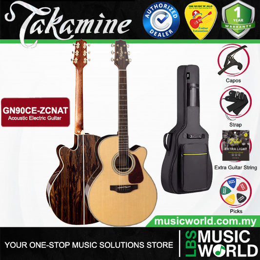 Takamine GN90CE-ZCNAT NEX Cutaway Solid Spruce Top Acoustic Electric Guitar with Bag - Nature Gloss (GN90CE ZCNAT)
