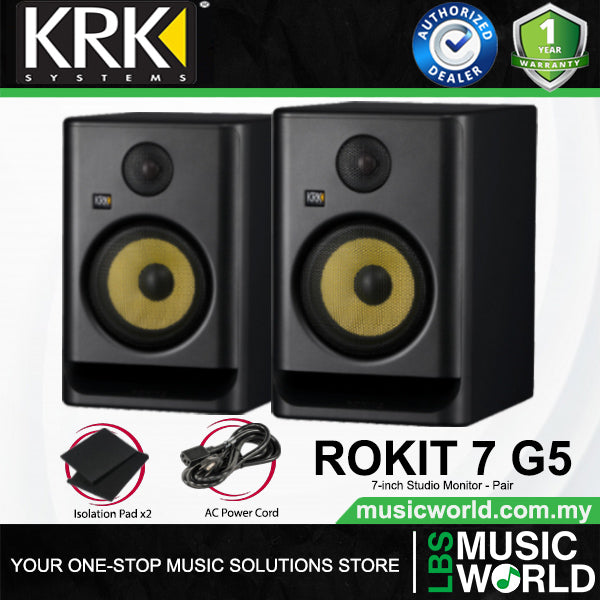 KRK ROKIT 7 G5 7 Inch Powered Active Studio Monitor Speaker - Black (RP7G5)