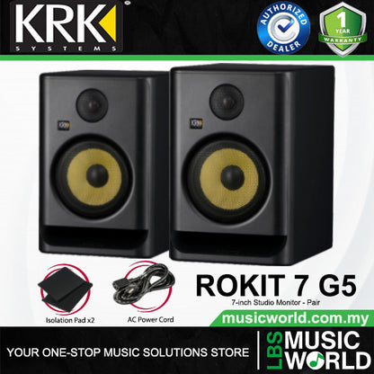 KRK ROKIT 7 G5 7 Inch Powered Active Studio Monitor Speaker - Black (RP7G5)