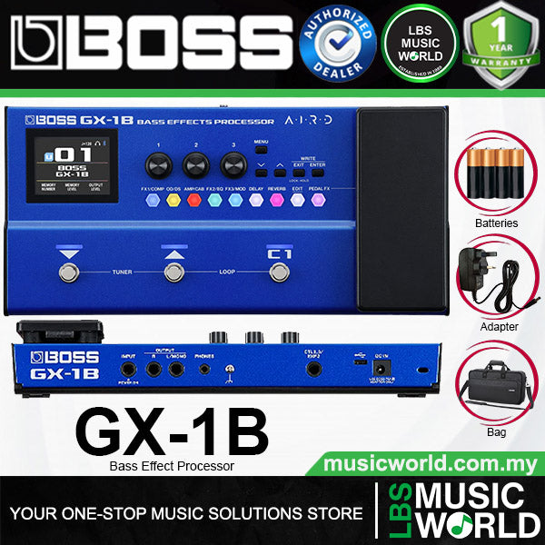 Boss GX-1B Portable Bass Effects Processor with Bluetooth for Bass Guitar (GX1B)