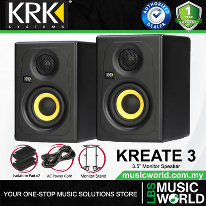 KRK Kreate 3 Active 3 Inch Powered Studio Monitor Speaker With Bluetooth Pair (K3)