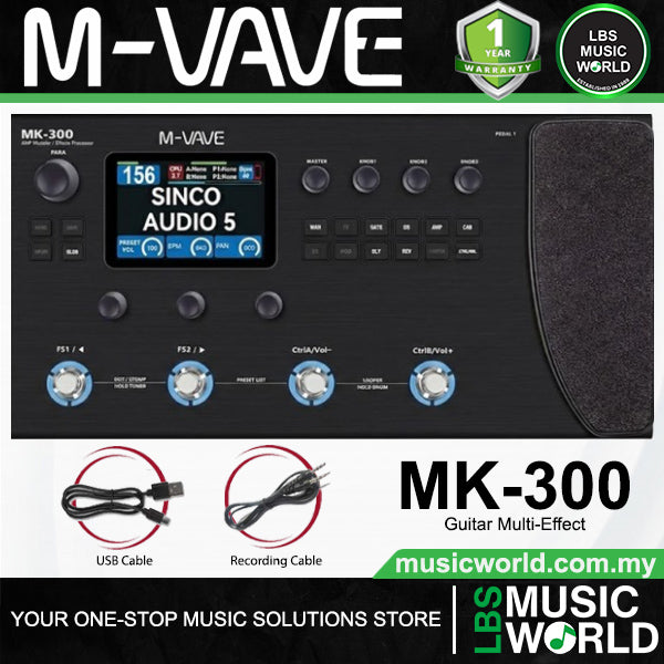 M-VAVE MK-300 Portable Guitar Multi-Effect Processor with Built-in Rechargeable Battery (MK300 MK 300)