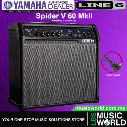 Line 6 Spider V 60 MkII 60 Watt 1X10 Inch Modeling Combo Electric Guitar Amplifier with 200 Amp Preset (V60)