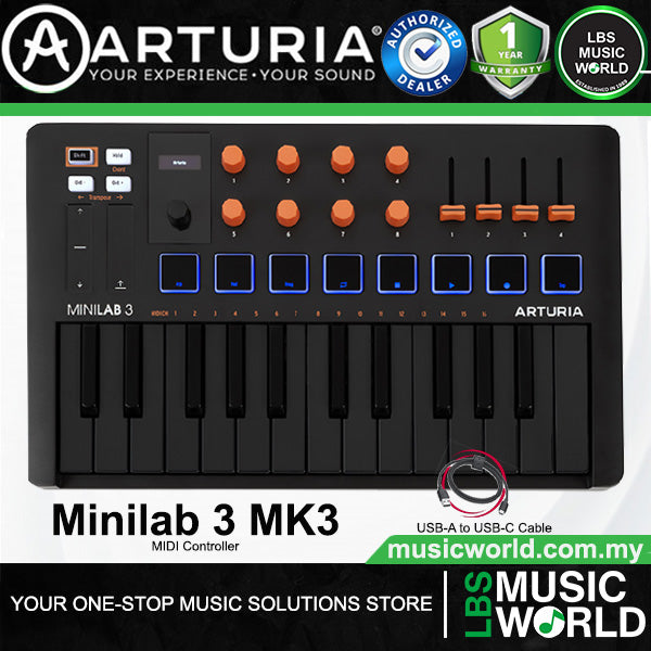 Arturia MiniLab 3 25 Slim Key USB Mini Keyboard Controller (Mini Lab3)