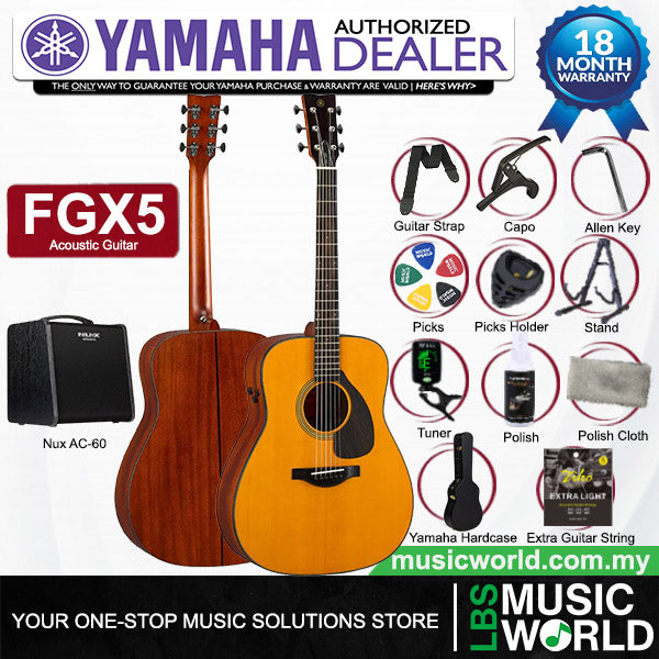 Yamaha FGX5 41" Dreadnought Solid Sitka Spruce Top Acoustic Guitar With Pickup