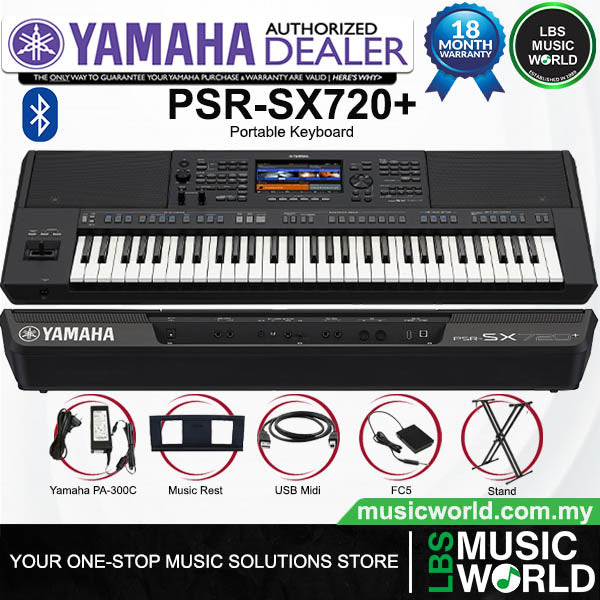 Yamaha PSR-SX720+ 61 Key Arranger Workstation Keyboard with Bluetooth (PSRSX720+)