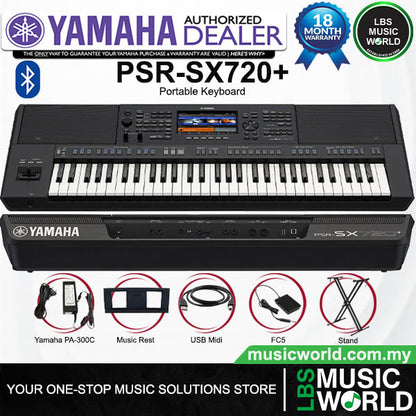 Yamaha PSR-SX720+ 61 Key Arranger Workstation Keyboard with Bluetooth (PSRSX720+)