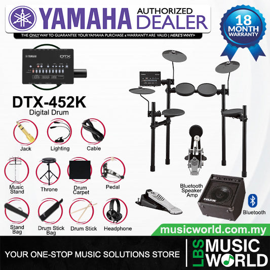 YAMAHA Digital Drum DTX-452K Electric Drum Bundle With Amp (DTX452K DTX452)