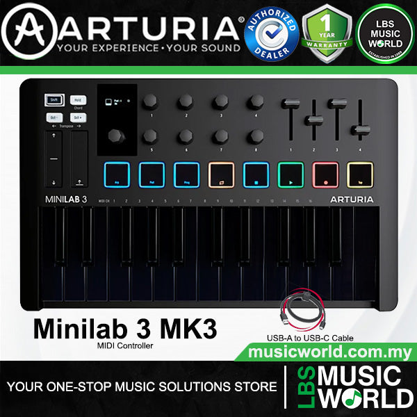 Arturia MiniLab 3 25 Slim Key USB Mini Keyboard Controller (Mini Lab3)