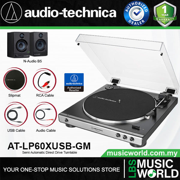 Audio Technica AT-LP60XUSB Fully Automatic USB Belt Drive Stereo Turntable Disc Player Gun Metal (LP60XUSB AT-LP60X AT LP60X)