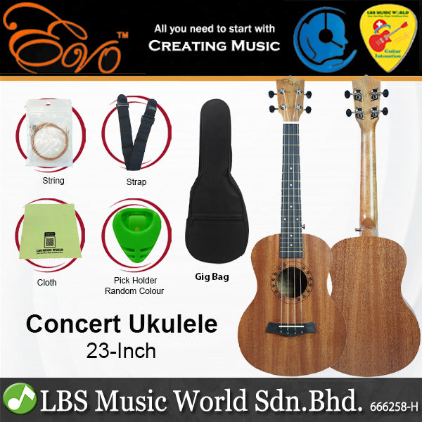 Evo Soprano UK21, Concert UK23 and Tenor Ukulele UK26 - Hawaiian Nylon String Guitar