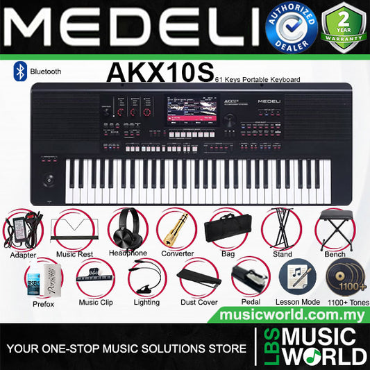 Medeli AKX10S 61 Key Professional Arranger Keyboard with Full Package - Black