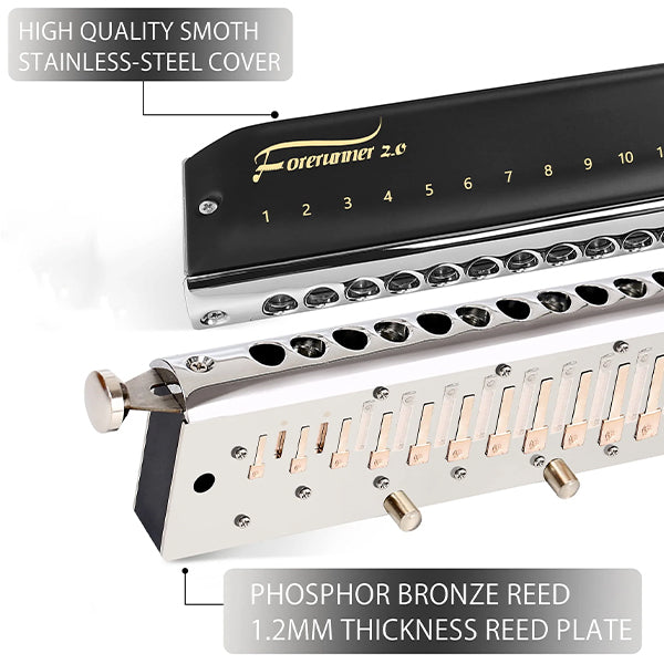 Easttop FORERUNNER 2.0 12 Hole 48 Tones Chromatic Harmonica Suitable for Beginner and Professional