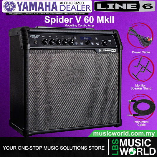 Line 6 Spider V 60 MkII 60 Watt 1X10 Inch Modeling Combo Electric Guitar Amplifier with 200 Amp Preset (V60)