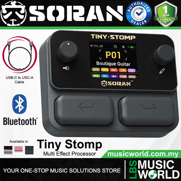 SORAN Tiny Stomp Multi Effect Electric Guitar and Bass Processor with Dual Mode Bluetooth