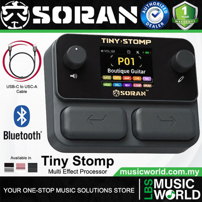 SORAN Tiny Stomp Multi Effect Electric Guitar and Bass Processor with Dual Mode Bluetooth